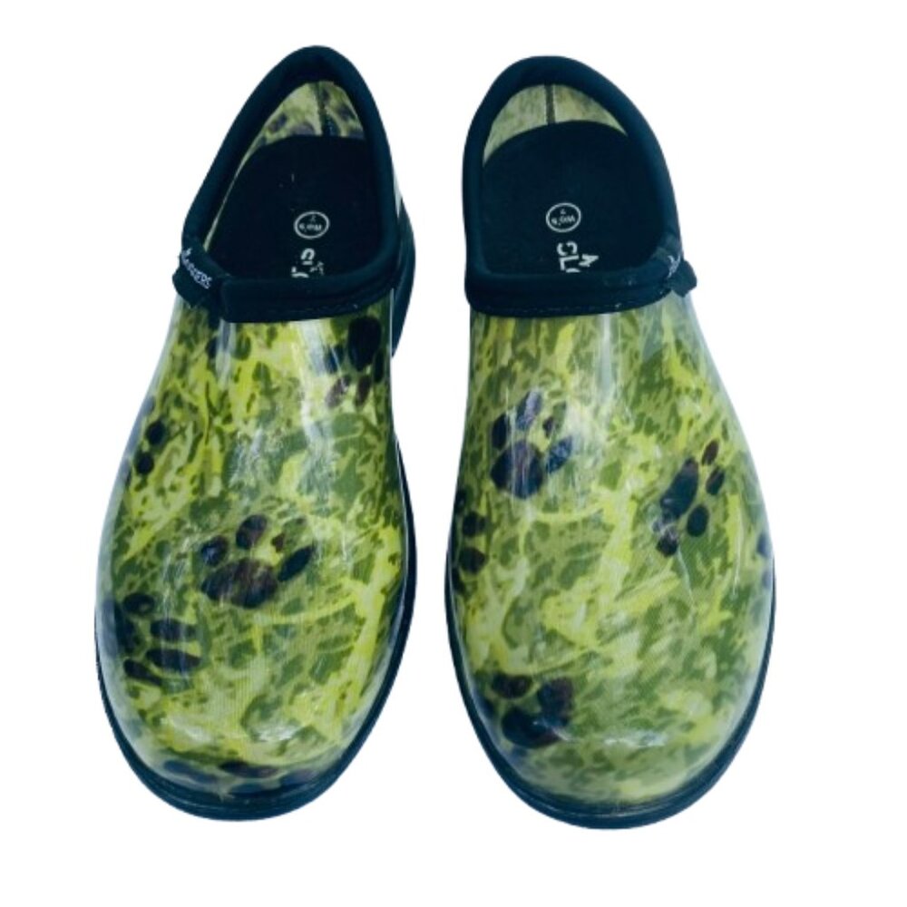 Sloggers Rain Shoe Waterproof Garden Clogs Slip-On Paw Print Arch Support, sz. 7